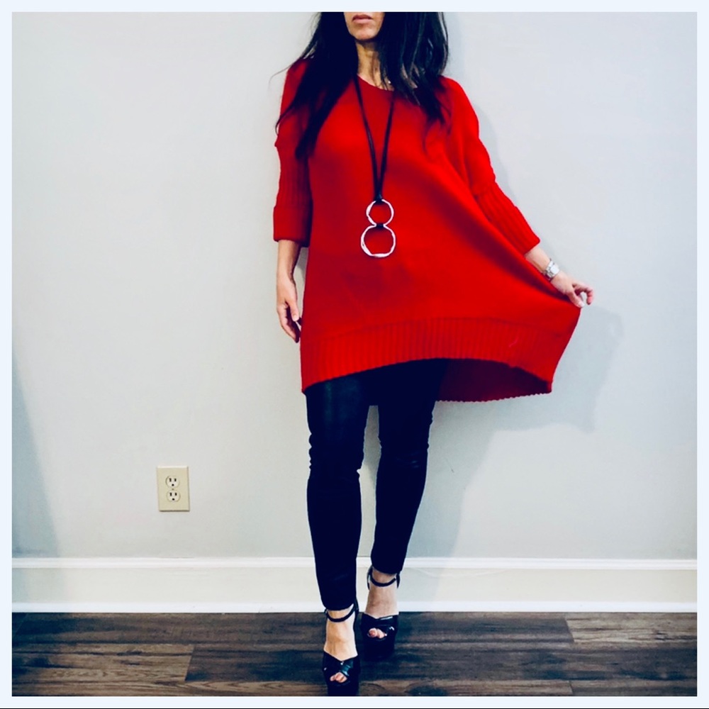✨LAST ONE ✨ITALY✨ red gorgeous loose fit sweater - Picture 6 of 8